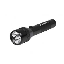 Linterna de aluminio con luz ajustable, 2 pilas D, negra 